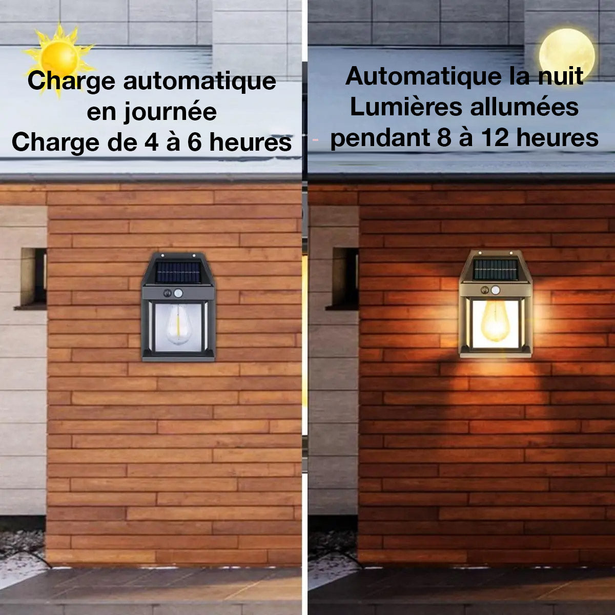 Applique Murale LED Solaire Étanche avec Capteur de Mouvement