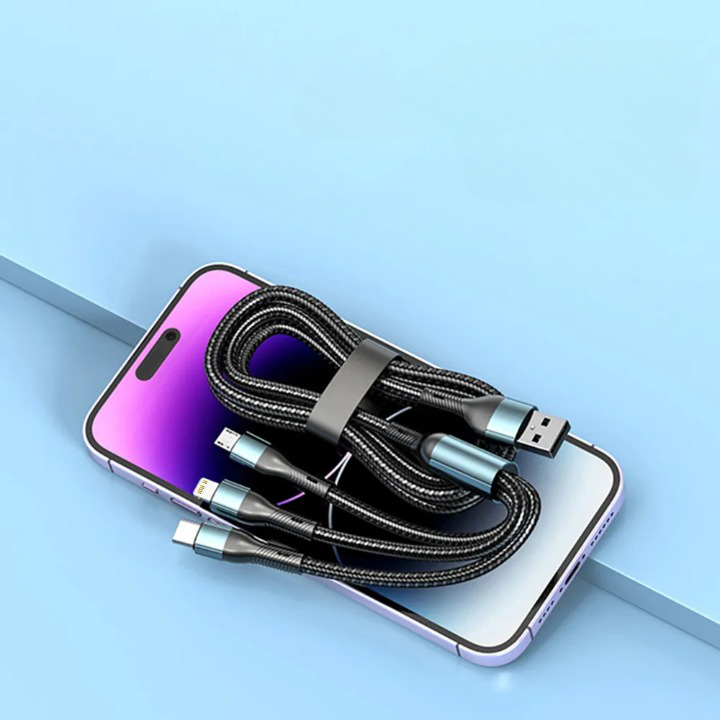 Câble USB 3-en-1 Charge Rapide 120W - Lot de 2