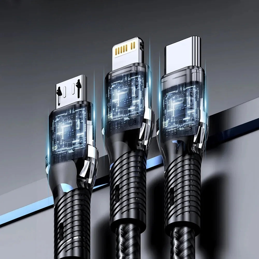 Câble USB 3-en-1 Charge Rapide 120W - Lot de 2