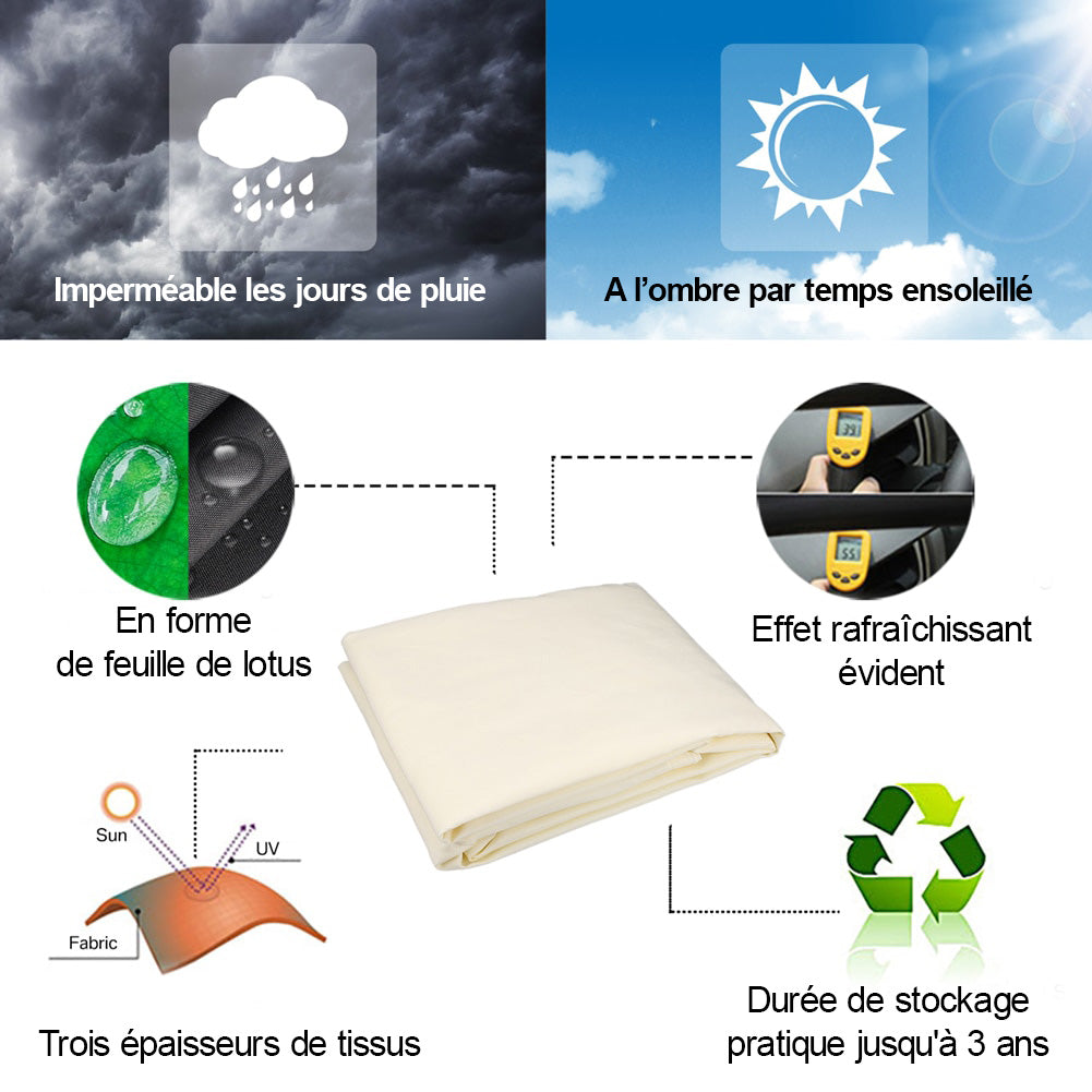 Voile d'ombrage imperméable avec protection anti-UV 98%