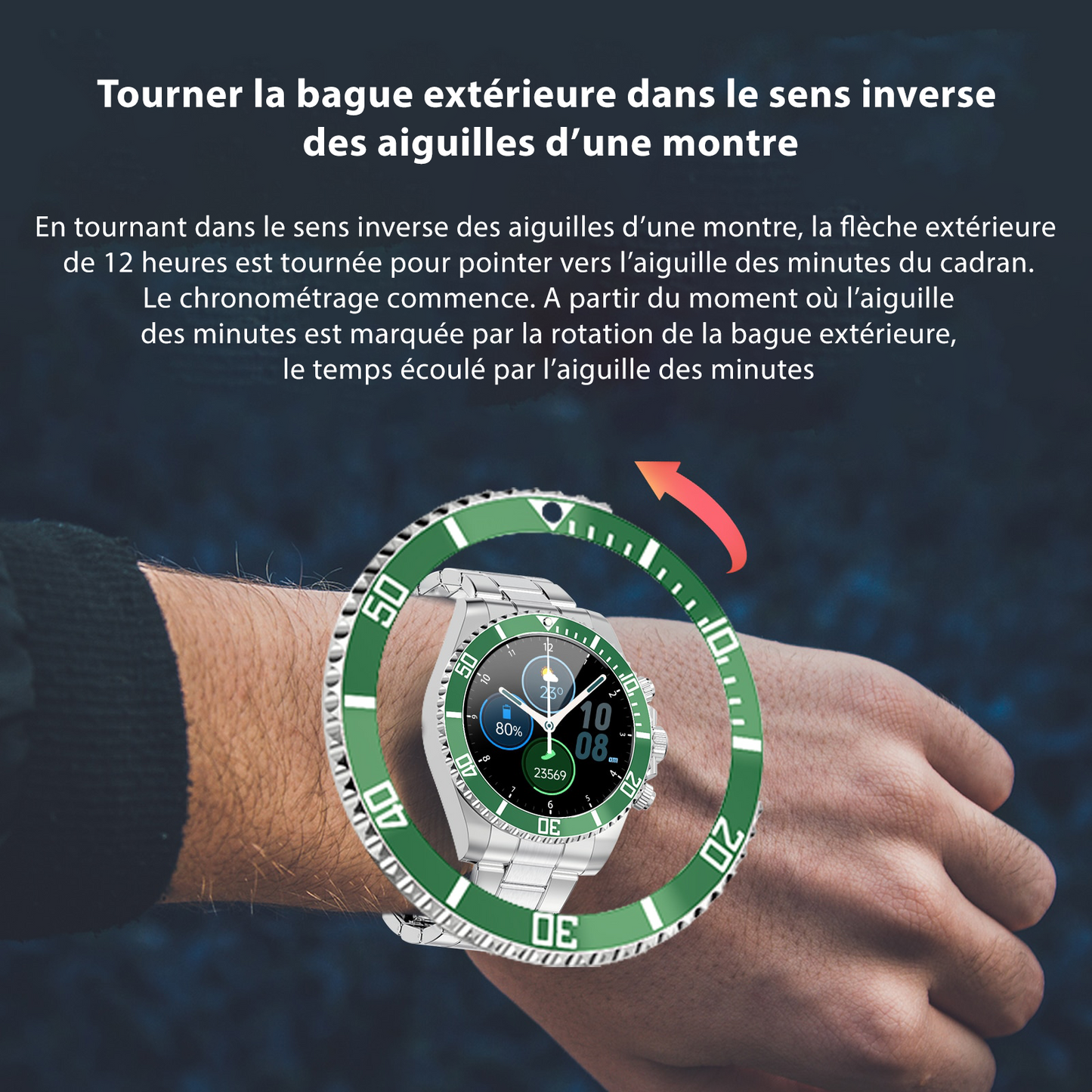 Montre connectée Bluetooth élégante pour homme