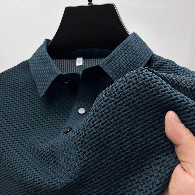 Polo Homme en Maille Ajourée Respirante - Élégance et Confort