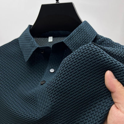 Polo Homme en Maille Ajourée Respirante - Élégance et Confort