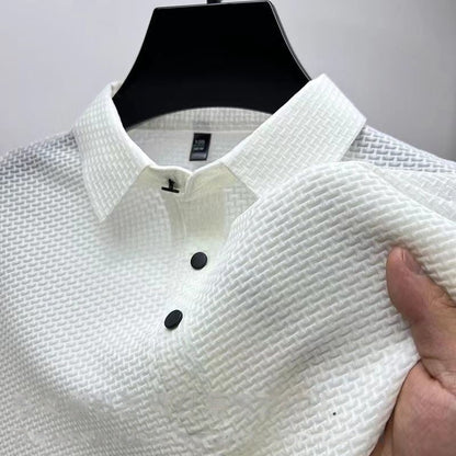 Polo Homme en Maille Ajourée Respirante - Élégance et Confort