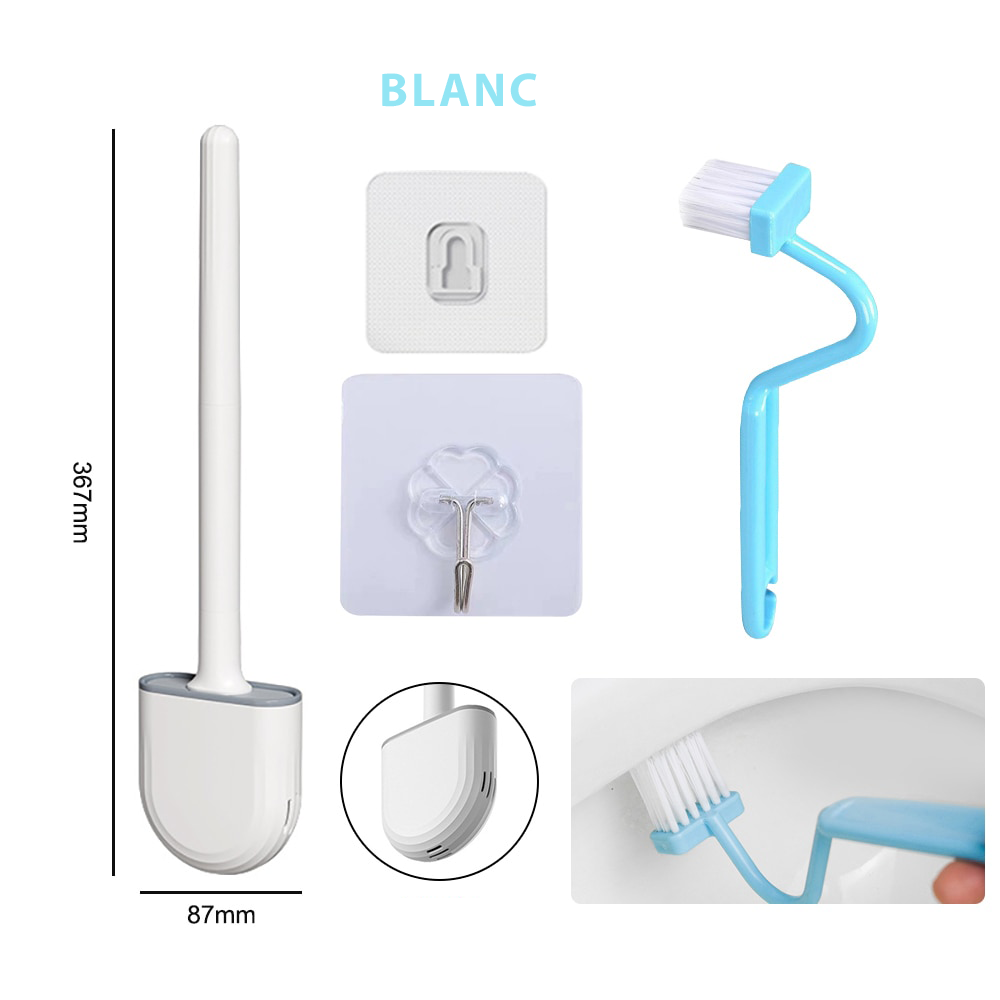 Brosse de toilette flexible en silicone à séchage rapide avec support mural