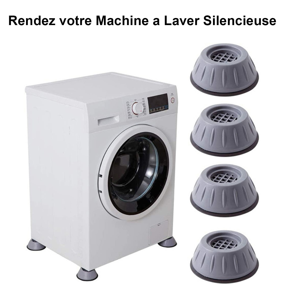 Patins anti-vibration en caoutchouc pour machine à laver - Pack de 4