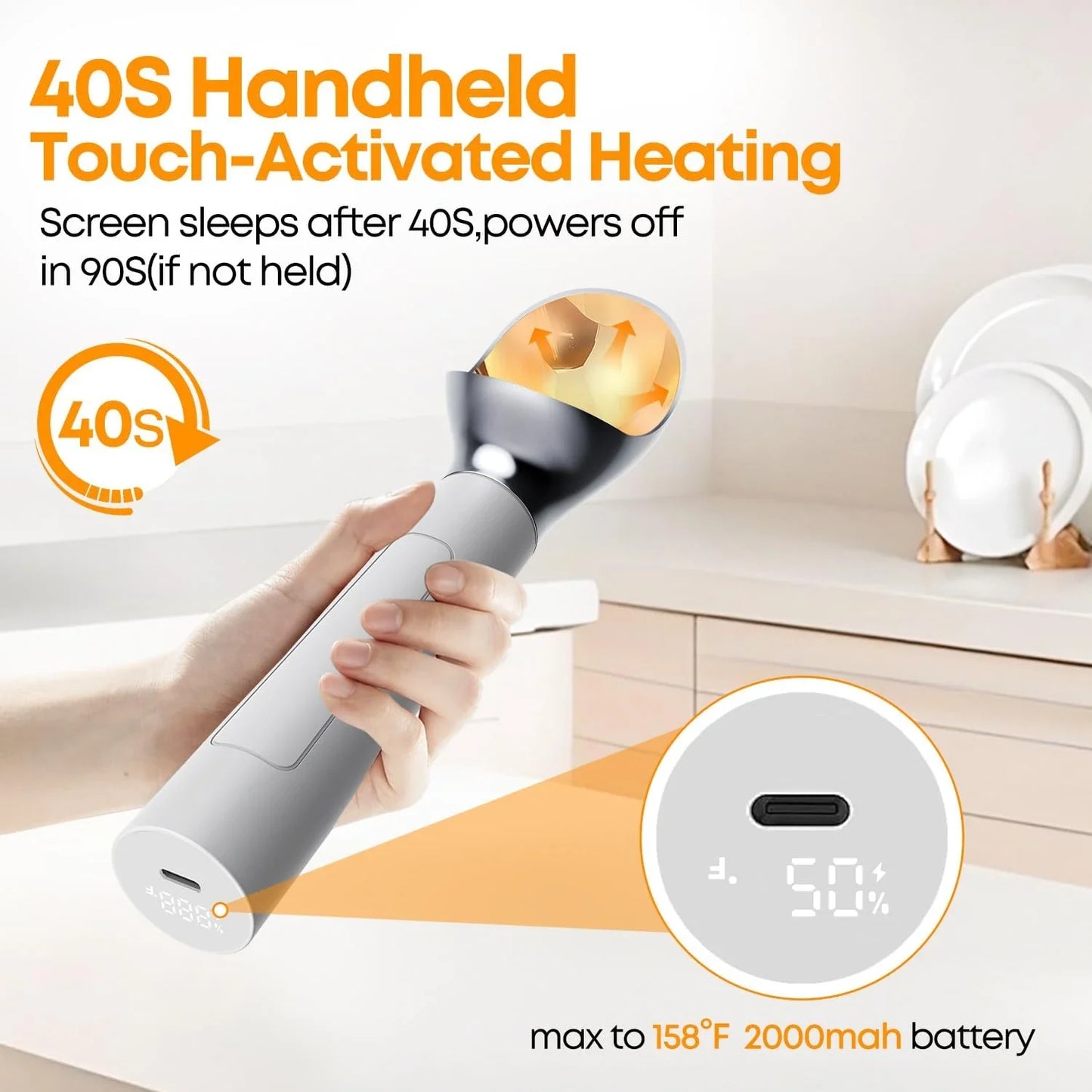 Cuillère Chauffante Électrique à 70°C avec Affichage LED pour Glaces