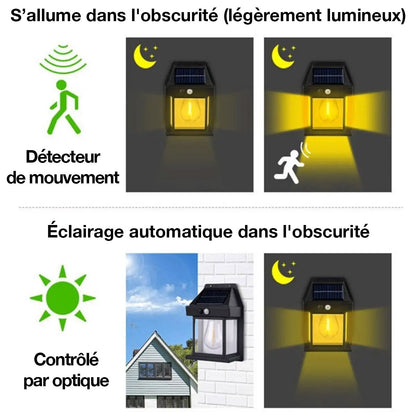 Applique Murale LED Solaire Étanche avec Capteur de Mouvement