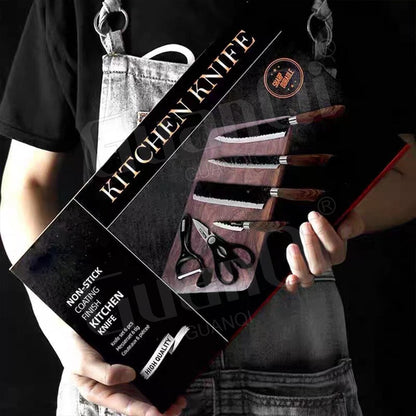 Ensemble de Cuisine 6 Pièces : Couteaux, Éplucheur et Ciseaux en Acier Inoxydable