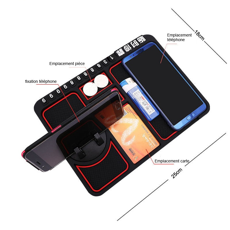 Tapis Antidérapant Innovant avec Support de Téléphone pour Voiture