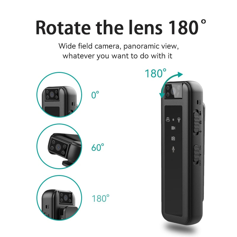 Caméra de poche NightGuard 1080P avec carte SD 16 Go et vision nocturne