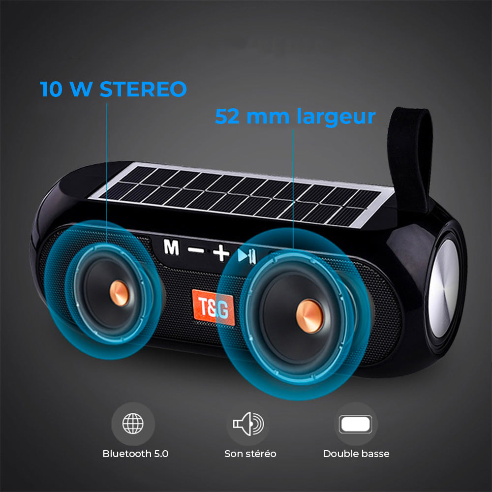 Enceinte Bluetooth Solaire 360° - Son Enveloppant pour Vos Aventures!