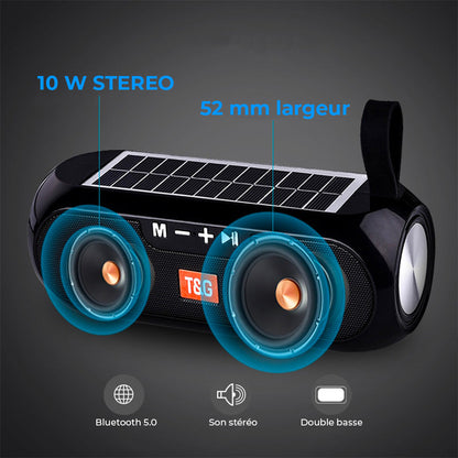 Enceinte Bluetooth Solaire 360° - Son Enveloppant pour Vos Aventures!