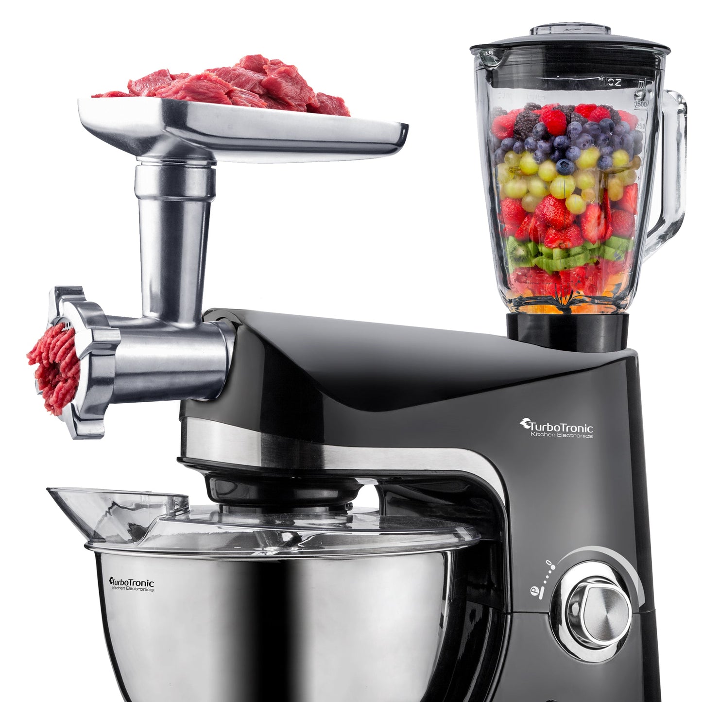 Robot de cuisine multifonctions 2000 W avec hachoir et blender intégrés