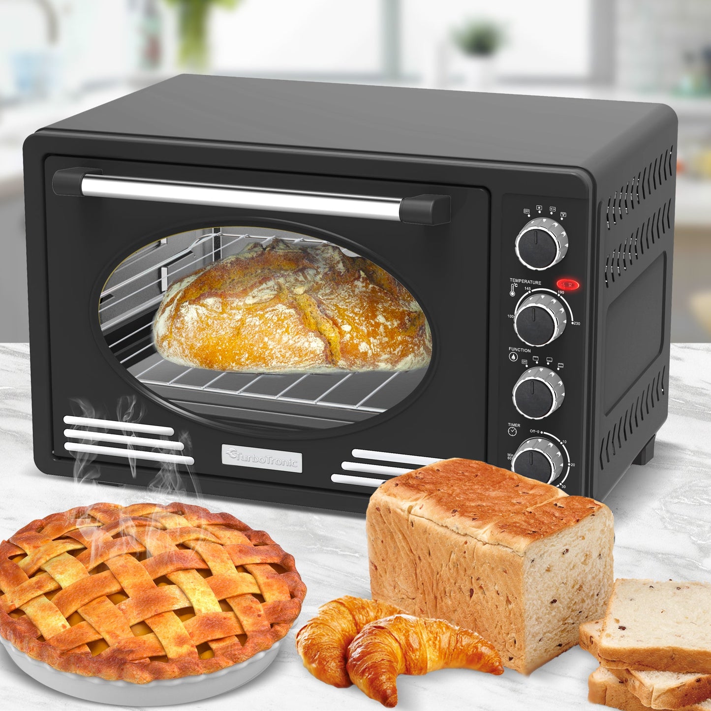 Four électrique rétro en Inox 45L - Performance et style élégants