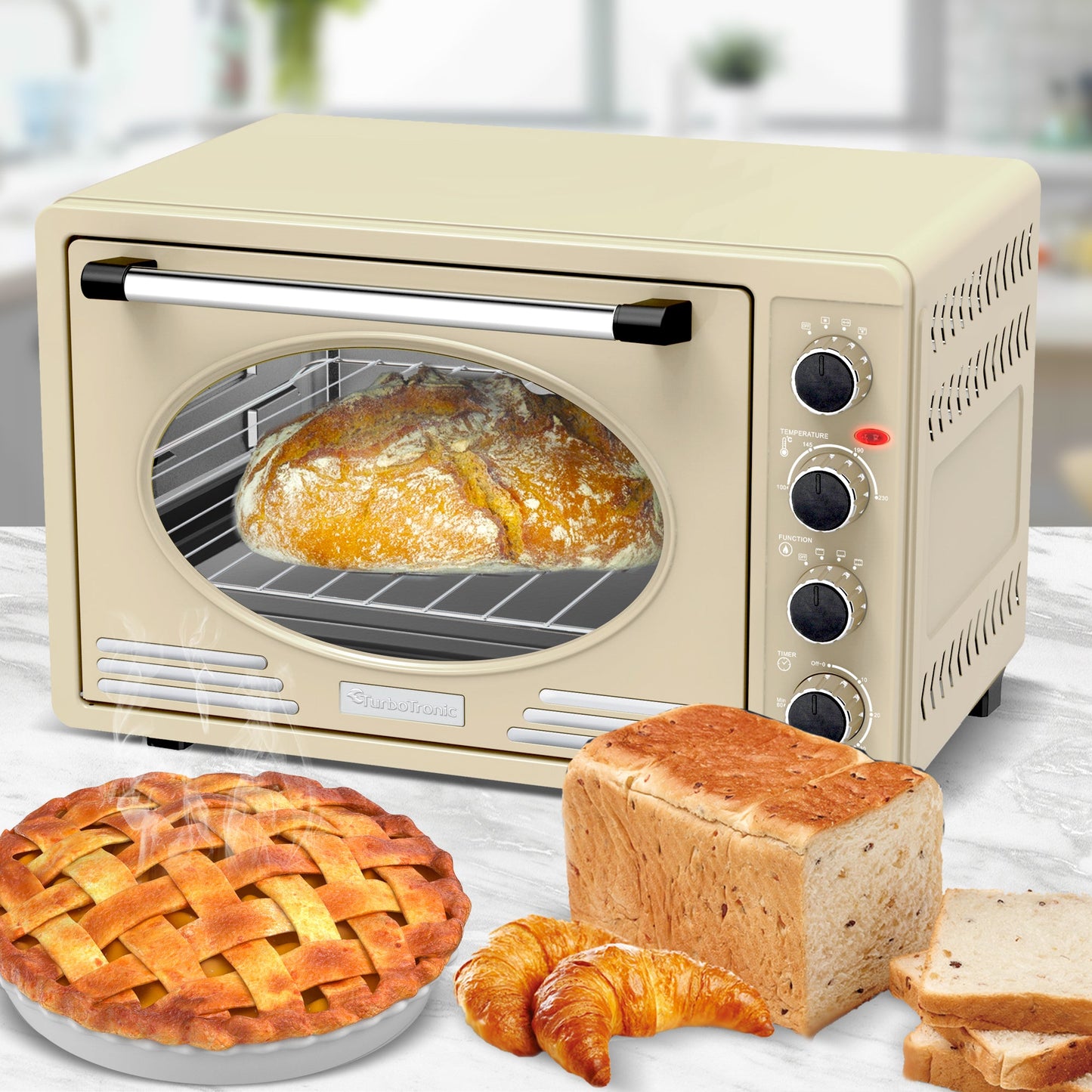 Four électrique rétro en Inox 45L - Performance et style élégants