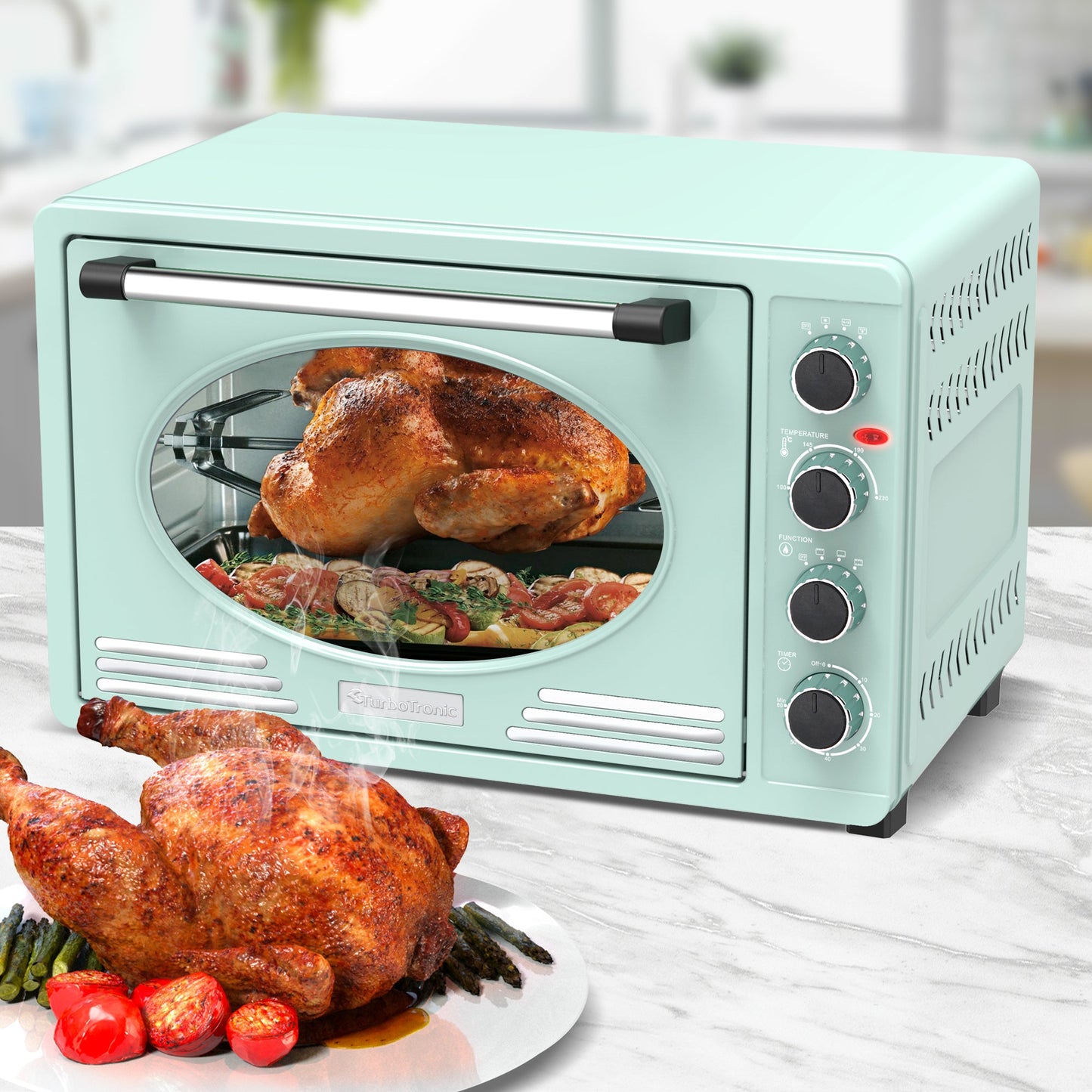 Four électrique rétro en Inox 45L - Performance et style élégants