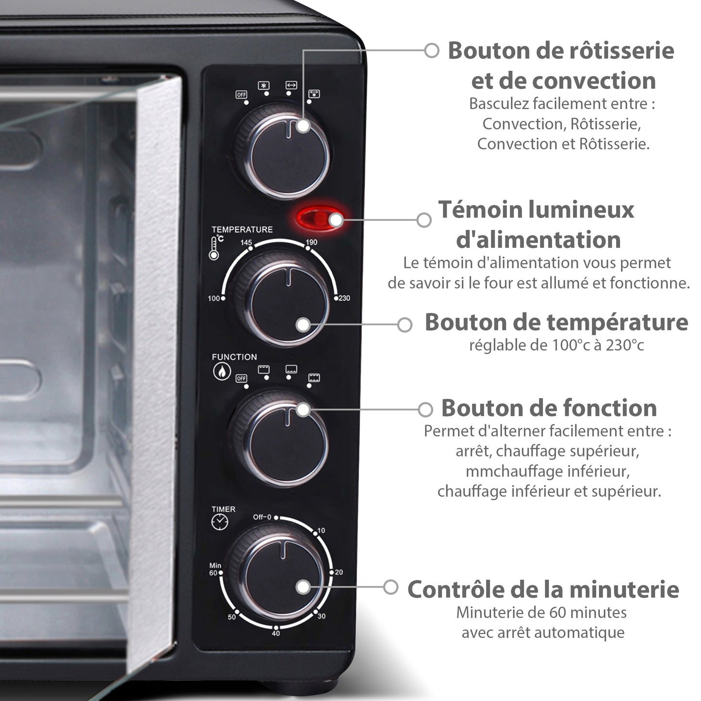 Four électrique inox à deux portes 55L – Cuisine élégante et performante