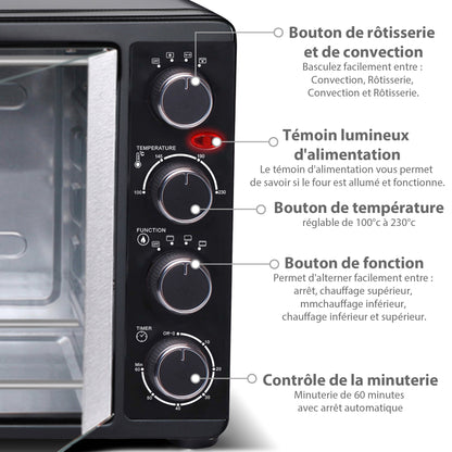 Four électrique inox à deux portes 55L – Cuisine élégante et performante