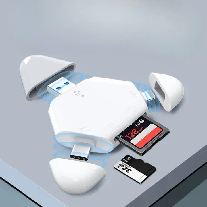 Clé USB Triangulaire Multi-Ports avec Lecteur de Carte SD 4 en 1