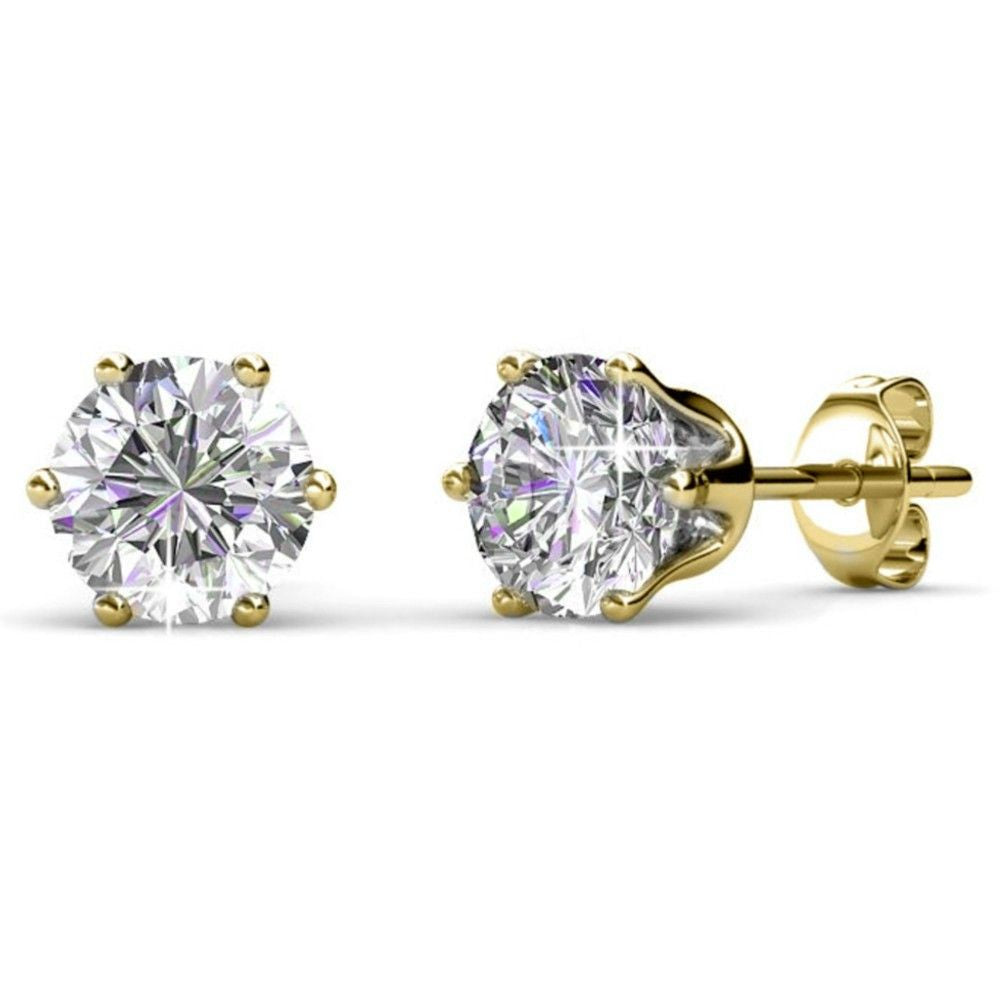 Boucles d'oreilles Birth Stone avec cristaux autrichiens en laiton plaqué or