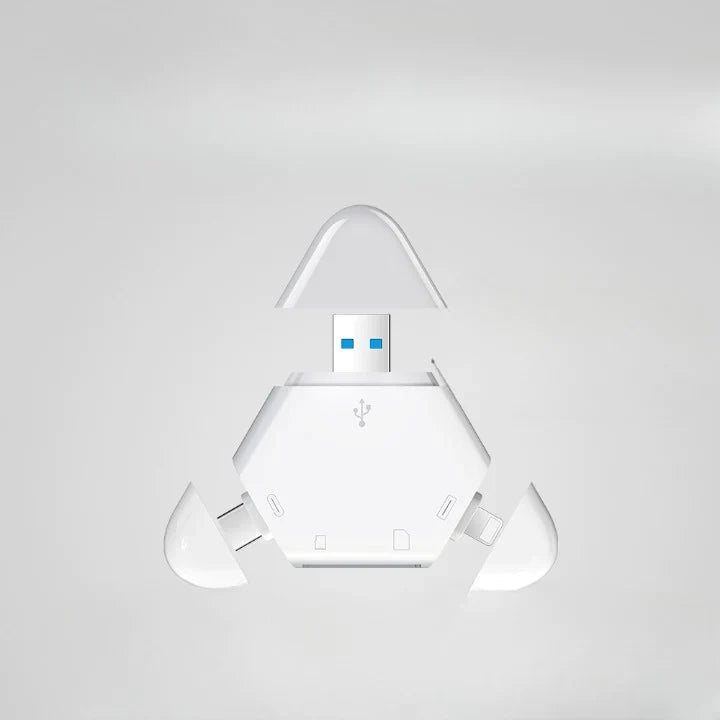 Clé USB Triangulaire Multi-Ports avec Lecteur de Carte SD 4 en 1