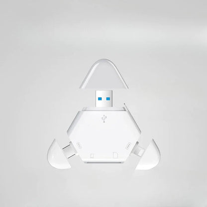 Clé USB Triangulaire Multi-Ports avec Lecteur de Carte SD 4 en 1