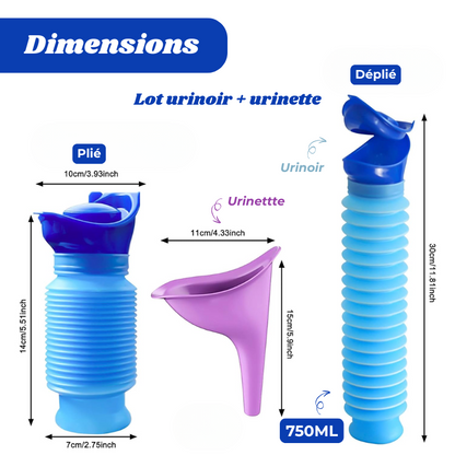 Urinoir Portable Rétractable 750ml – Pratique pour Voyager et Camper