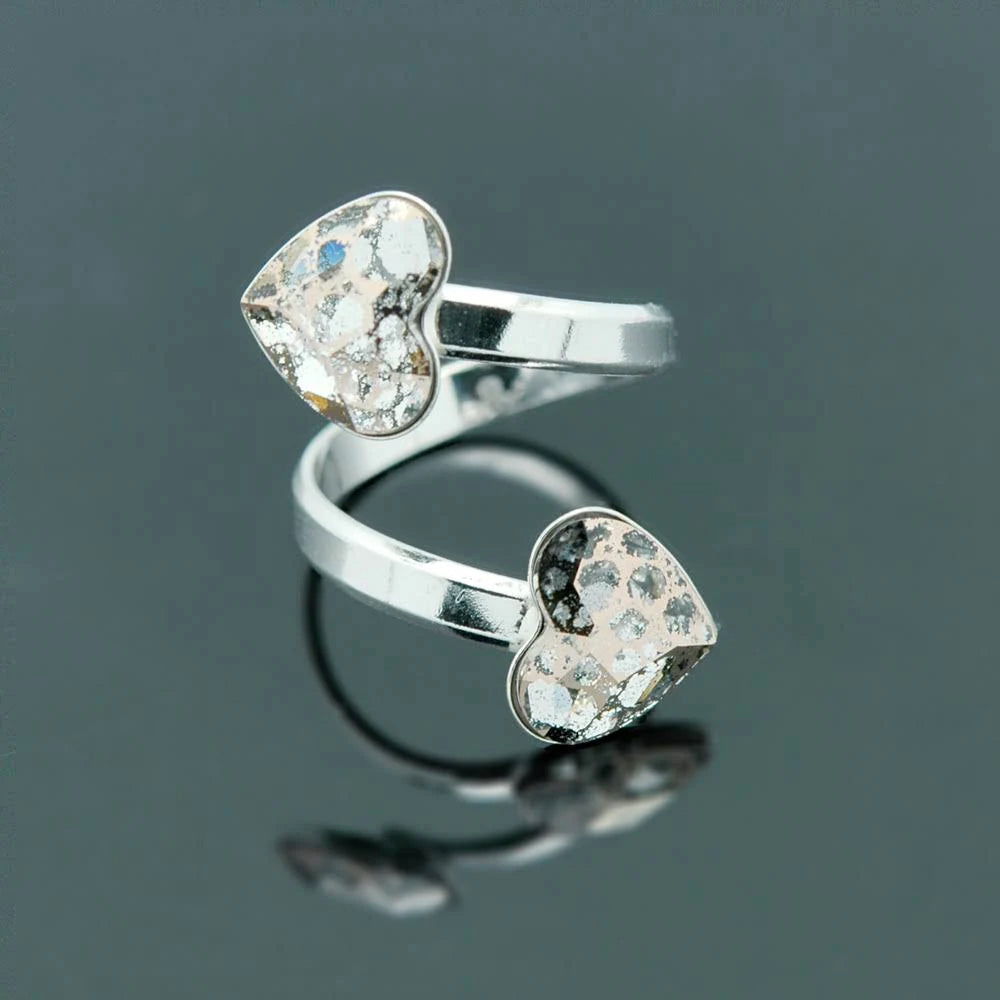 Bague Deux Cœurs en Argent avec Cristaux Swarovski
