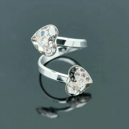 Bague Deux Cœurs en Argent avec Cristaux Swarovski