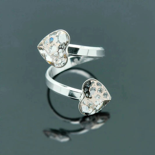 Bague Deux Cœurs en Argent avec Cristaux Swarovski