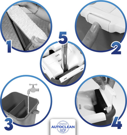 Starlyf Auto Clean Mop - Balai Autonettoyant 2 en 1 avec Tête Rotative 360°