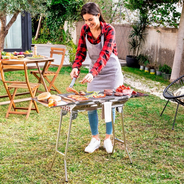 Barbecue pliable en acier inoxydable au charbon de bois - idéal pour vos aventures en plein air