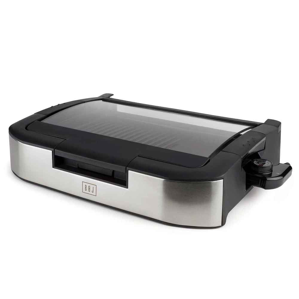 Mini barbecue BOJ® avec couvercle en verre et trancheuse à saucisson offerte