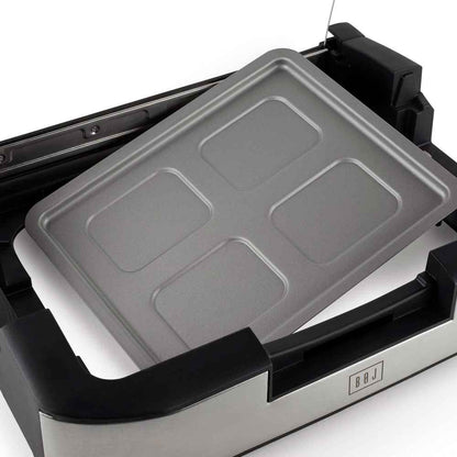 Mini barbecue BOJ® avec couvercle en verre et trancheuse à saucisson offerte