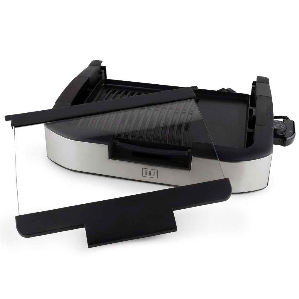 Mini barbecue BOJ® avec couvercle en verre et trancheuse à saucisson offerte