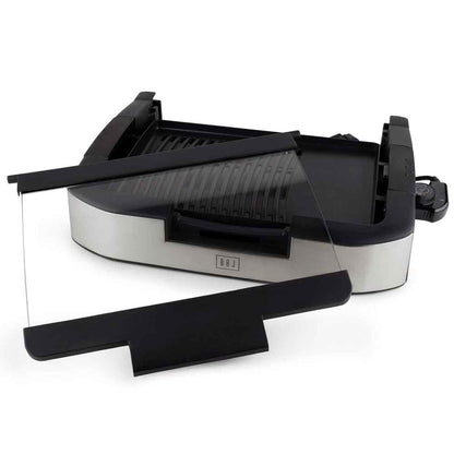 Mini barbecue BOJ® avec couvercle en verre et trancheuse à saucisson offerte