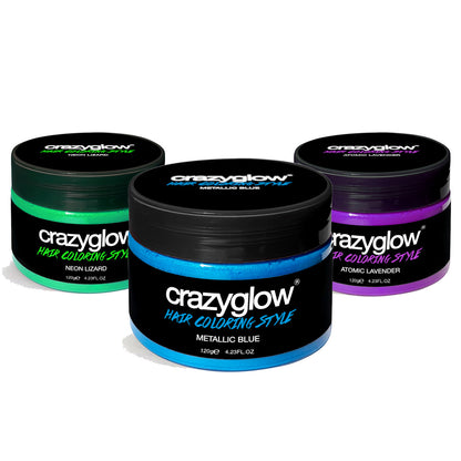 Ensemble de 3 Crèmes Colorantes Temporaires Crazyglow - Éclat & Créativité