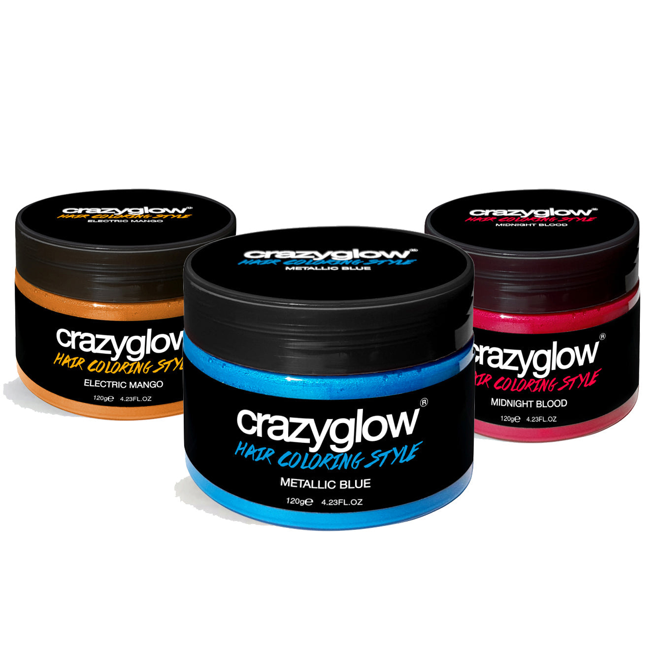 Ensemble de 3 Crèmes Colorantes Temporaires Crazyglow - Éclat & Créativité