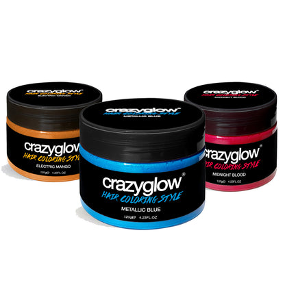 Ensemble de 3 Crèmes Colorantes Temporaires Crazyglow - Éclat & Créativité