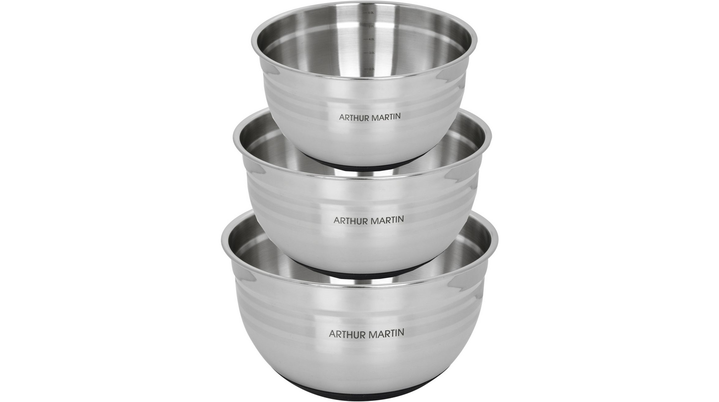 Ensemble de 3 bols de saladiers Arthur Martin avec couvercles élégants