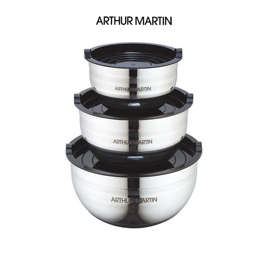 Ensemble de 3 bols de saladiers Arthur Martin avec couvercles élégants