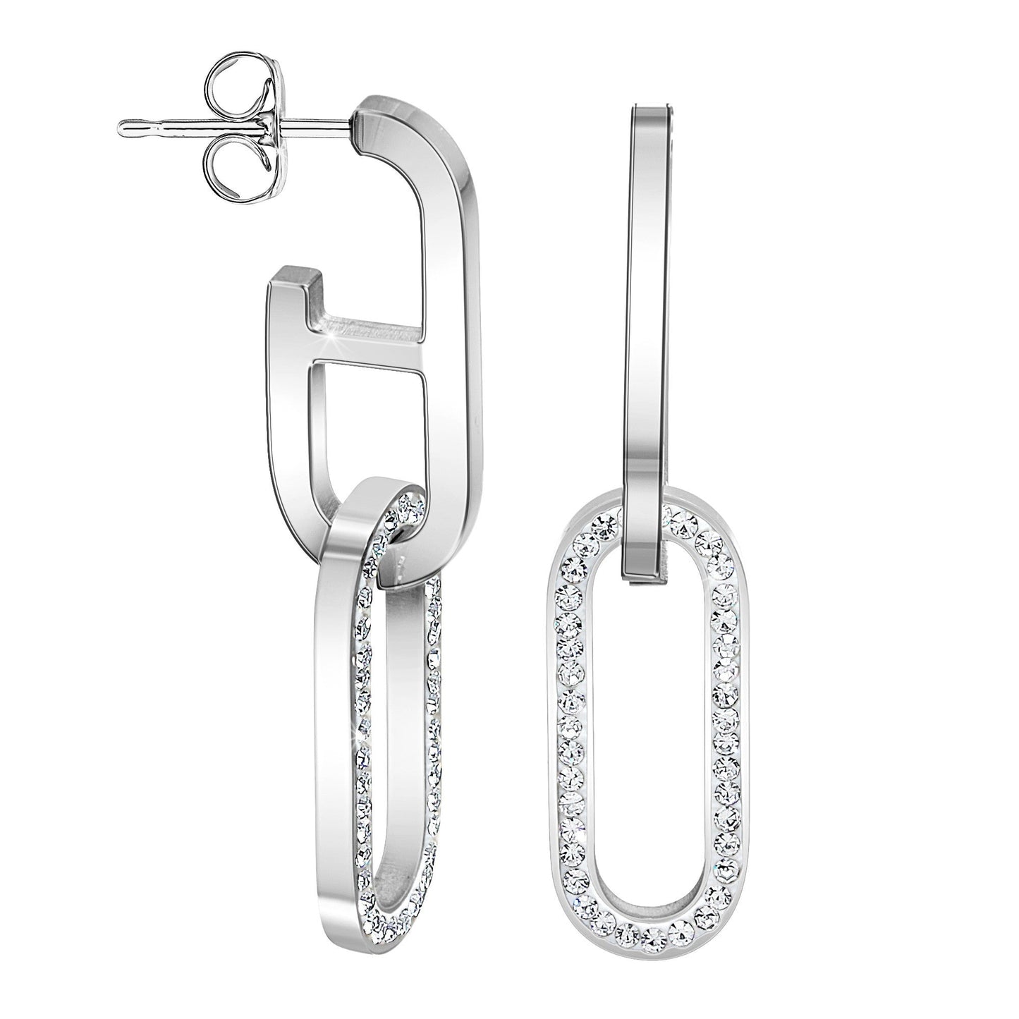 Boucles d'oreilles plaquées Argent avec Cristaux Scintillants