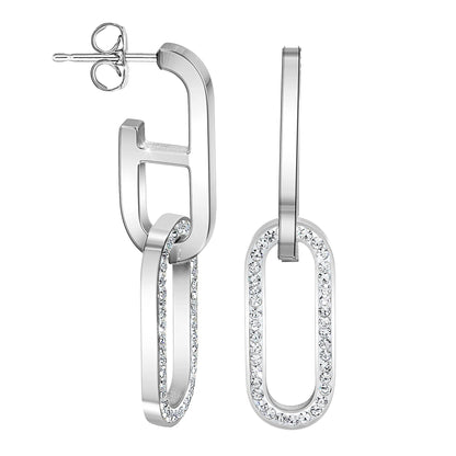 Boucles d'oreilles plaquées Argent avec Cristaux Scintillants