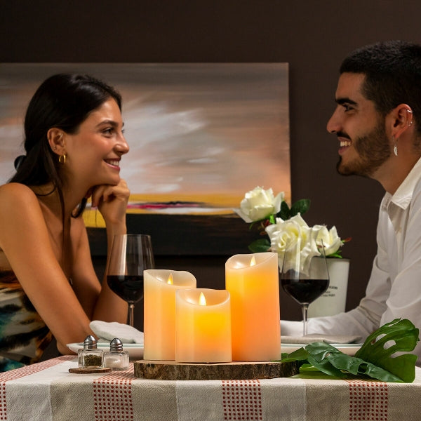 Lot de 3 bougies effet flamme multicolores avec télécommande