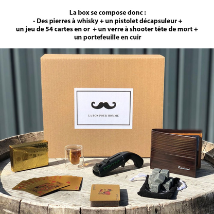 Coffret Élégance Whisky avec Accessoires en Cuir
