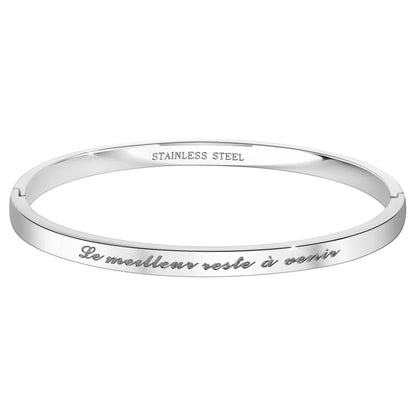 Bracelet Inspirant "Le Meilleur Reste à Venir" en Acier Rhodié Argenté