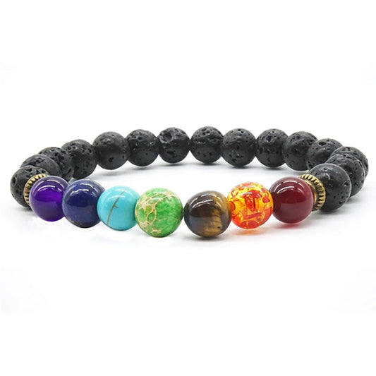 Bracelet Guérison des 7 Chakras en Pierres de Lave