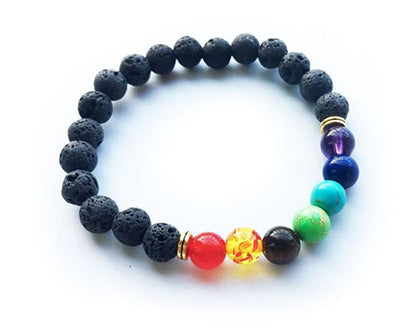 Bracelet Guérison des 7 Chakras en Pierres de Lave