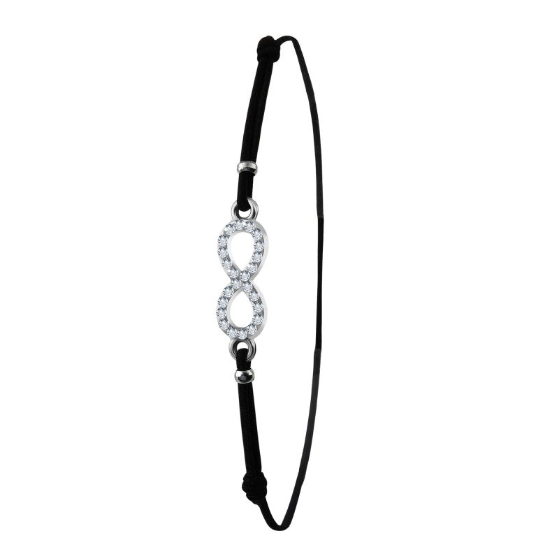 Bracelet Infini Noir avec Cristaux Scintillants